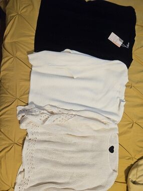Black and White Women's Sweater Duo - Classic Knit Styles
